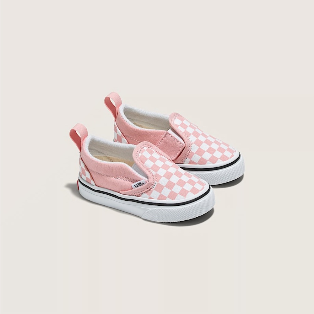 Vans Toddler Pink Checker Slip-On Sneakers Size 3.5